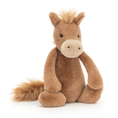 Plush horse toy on a white background