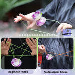 MAGICYOYO K3 Aurora-P Crystal Yoyo for Kids & Beginners, Responsive & Unresponsive Yo Yo with Finger Spin Design+Extra Bearing+12 Yo-yo Strings & Storage Bag, Great Gift for Boys Girls(Purple&White)