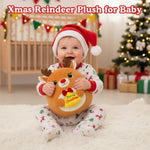 Christmas Reindeer Stuffed Animal, Cute Santa Stuffed Reindeer Plush Toys Decoration, Soft Christmas Deer stuffy Gifts for Kids Girls Baby Teens, Xmas Deer Plush Elk Pillow Home Party Decor
