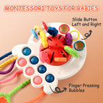 Hooku Montessori Toys for 1 Year Old, Sensory Toys for Babies, Food Grade Silicone Pull String Activity Toy, Fine Motor Toys, Baby Travel Toys, Toddler Baby Girl Boy Gifts
