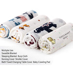 upsimples Baby Swaddle Blanket Unisex Swaddles Wrap Soft Silky Muslin Neutral Receiving Blankets for Boys and Girls, Large 47 x 47 inches, Set of 4 - Sika Deer/Elephant/Lion/Fox