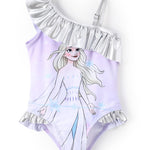 Disney Frozen Girls Swimsuits Elsa Ruffle One Piece Bathing Suits Sport Summer Beach Swimwear Light Purple Quick Dry for Toddler Girls Size 3-4T