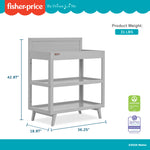 Dream On Me Fisher-Price Sanibel Changing Table in Pebble Grey, with a 3.7” Thick Changing pad and Two Sturdy Shelves