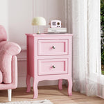 Bonnlo Nightstand Set of 2, Nightstands with 2 Drawers, Bed Side Table/Night Stand, Pink Nightstand, Small Nightstand for Bedroom, College Dorm, Kids’ Room, Living Room, Wood, 16W x 12D x 24H