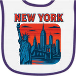 inktastic New York City Skyline with Statue Of Liberty and Baby Terry Cloth Bib