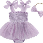 Murnouche Newborn Baby Girl Romper Dress Summer Clothes Boho Photoshoot Outfits with Headband