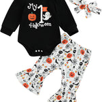 St Patricks Day Baby Girl Outfit Newborn Ribbed Shamrock Onesie Flare Pants Set Romper Bell Bottoms Spring Clothes