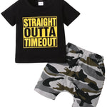 Kucnuzki Boys' Outfit, Cotton Blend 2PC Set, Short Sleeve Light Black T-Shirt & Shorts, Summer Outfits for Little Kids 2-3T