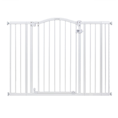 Summer Infant Extra Tall & Wide Safety Pet and Baby Gate, 29.5"-53" Wide, 38" Tall, Pressure or Hardware Mounted, Install on Wall or Banister in Doorway or Stairway, Auto Close Walk-Thru Door - White