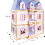 Melissa & Doug Wooden Multi-Level Dollhouse Wooden Multi-Story Pretend Play Dollhouse for Kids