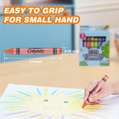 WOSWEL Super Washable Jumbo Crayons Bulk, 12 Pack Crayons with 8 Bright Colors, Non-Toxic Easy-Grip for Toddlers 1-3 & Kids Ages 4-8, Safe Art Supplies for Coloring Books & School Projects