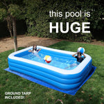 Inflatable Pool for Adults 10' x 6' - Bundle (Ground Tarp and Electric Pump Included) - Easy Setup