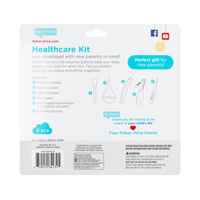Smart Care Fisher-Price 6-Piece Baby Healthcare Kit, Newborn Essentials, Baby Gift Set, Includes Medicine Dispensers, Aspirator, Baby Nail Clippers, Baby Thermometer