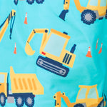 RUGGEDBUTTS Baby/Toddler Boy Swimsuit, One Piece Zipper Rash Guard Sunsuit with UPF 50+ Sun Protection - Under Construction, 6-12m