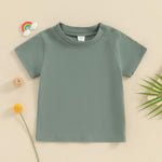 Tsseiatte Toddler Baby Boy Girl Short Sleeve Crew Neck T Shirt Pullover Sweatshirt Summer Basic Tee Solid Casual Clothes (US, Age, 3 Years, 4 Years, A-Green)