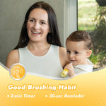 Papablic Toddler Sonic Electric Toothbrush Kids for Ages 1-3 Years, Baby Electric Toothbrush with Cute Rabbit Cover and Smart LED Timer, 2 Brush Heads (Bunny)