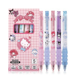 TiaJaMi 5 Pcs Cartoon Ballpoint Pens, Cute Gel Pens, Features a Spring-Loaded Nib Design With a Soft Silicone Protective Sleeve on the Grip Section.