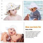 Baby Girl Sun Hat with UPF 50+ Outdoor Adjustable Beach Hat with Wide Brim Bucket Hats (12-24 Months,White & Pink-Stripe 2pcs)