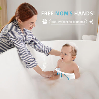 GiggleGlow Baby Bath Seat for Babies 6-12 Months, Bath Tub for Baby with Non-Slip Suction Cups, Infant Bath Chair for Newborn, Quick-Dry Mesh (Blue & White)