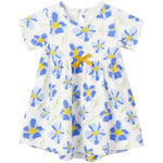 pureborn Baby Girls Dress Short Sleeve Cotton Playwear Dress Summer Floral Dress 0-3 Months Blue Daze