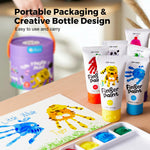 Jar Melo Washable Finger Paints for Toddlers, 7 Colors Large Capacity (2.1fl oz), Non Toxic Baby Paint for Hand and Feet, Safe Art Supplies, Preschool Learning Gifts for Kids Age 2+