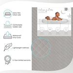 Dream On Me Asheville 4” Firm Fiber Crib & Toddler Bed Mattress, Dual-Sided, Waterproof, Greenguard Gold Certified, Lightweight, Reversible Design, Grey Embossed Vinyl Cover