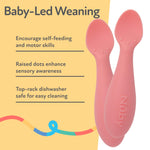 Nuby Silicone Mini Spoons - (2-Pack) Baby-Led Weaning Spoons for Babies - 4+ Months - Pink