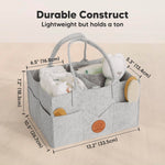 KeaBabies Baby Diaper Caddy Organizer with Handle - Portable Baby Car Organizers and Storage for Nursery, Changing Table, Large Shower Gift Basket for New Mom Gifts & Boy Girl Registry (Classic Gray)