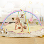 2PM SPORTS Pink Butterfly Theme Baby Play Mat, Tummy Time Play Mat for Infant Newborn, Baby Play Gyms & Playmats for Girl 0-6 6-12 Months, Activity Gym 5 Detachable Toys，Gimnasio para Bebes 0-12 Meses