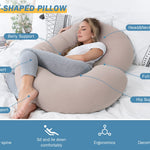 INSEN Pregnancy Pillow Cooling, Maternity Pillow with Soft Cotton Cover, C Shaped for Side Sleeping