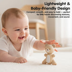 PlanToys® Little Bear Wooden Baby Rattle & Grasping Toy | Montessori Sensory Development for Coordination, Focus & Auditory Learning | Eco-Friendly Infant Educational Toy