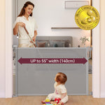 Momcozy Baby Gate, Retractable Baby Gate or Dog Gate 【Easy to USE】 for 33" Tall, Extends up to 55" Wide, for Stairs, Doorways, Hallways, Indoor, Outdoor