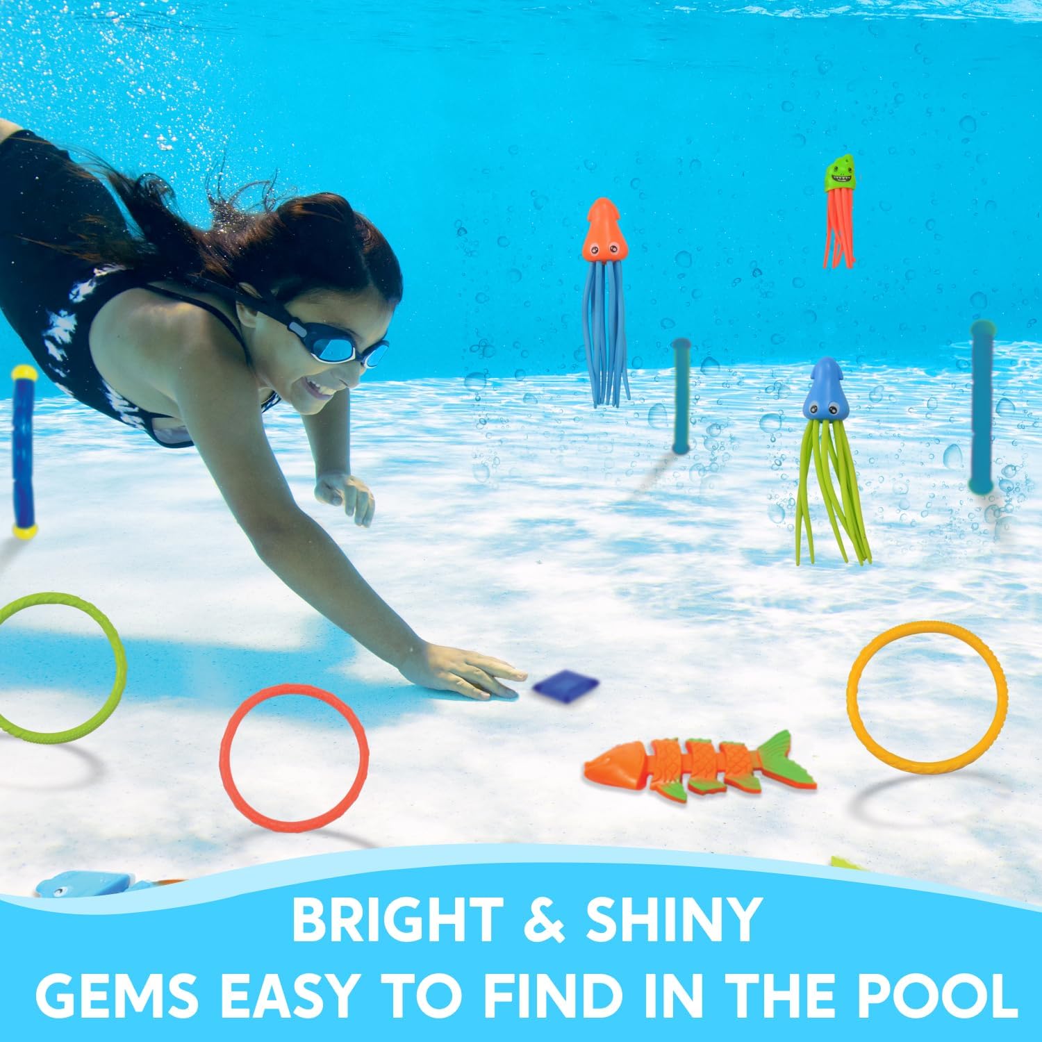 JOYIN 30 Pcs Diving Pool Toys for Kids Ages 3-12 Jumbo Set with Storage Bag Pool Games Summer Swim Water FishToys