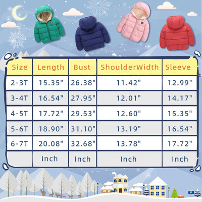 Vmterliya Winter Coats for Toddler Kids Infants Baby Boys Girls Light Puffer Warm Thick Hooded Down Jacket Outerwear for 2-7 Years (2-3 T, Rose)