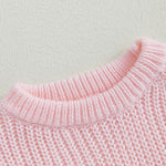 VISGOGO Toddler Baby Girl Sweater Bow Embroidery Warm Knitted Long Sleeves Pullover Infant Knitwear for Toddler (Pink, 3-4 Years)