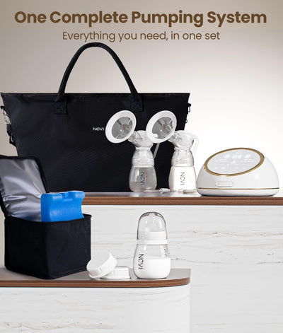 NCVI Electric Breast Pump F1 Pro, Micro-Vibration with Hospital-Grade Suction for Comfort & Efficiency, Long-Lasting Battery, Independent Suction & Rhythm for Each Breast, Portable Breastfeeding Pump