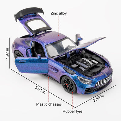 Guarsiliymi 1:32 Die-cast Toy Cars with Light and Sound, Alloy Pull Back Model Car for Kids Adults Birthday Gift (Purple)
