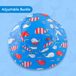 XIAOHAWANG Baby Boy Bucket Toddler Kids Sun Hat UPF 50+ Wide Brim Outdoor Beach Caps Play hat (Colorful Whale, 48cm(6-12 Months))