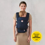 Ergobaby Omni Deluxe Baby Carrier for Newborn to Toddlers 0-48 Months (7-45 lbs) - 4-Position 100% Premium Cotton Baby Carrier with Ergonomic Support, Storage Pockets, and Sun Hood - Midnight Blue