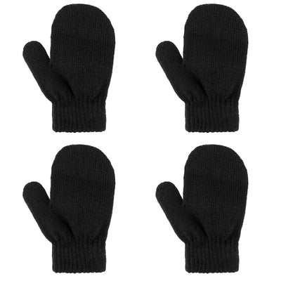 WLLHYF 2 Pair Baby Mittens Black Winter Warm Elastic No Scratch Soft Gloves Breathable Toddler Mittens for Boys Girls Kids
