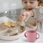 Mintlyfe Pack of 2 Silicone Drinking Mug Cup for Toddlers Kids (Blush/Mauve)
