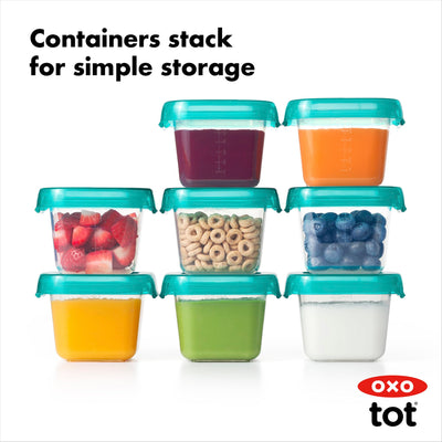 OXO Tot Baby Blocks Food Storage Containers, Teal, 6 oz
