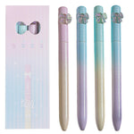 MOZXIRZ 4 Pcs Cute Gel Pens Glitter Bowknot Twistable Pens 0.5mm Fine Point Black Ink Smooth Writing Pen Aesthetic Gradient Gel Pen for Women Girls Boys Men Office School Supplies (4Pcs Bowknot)