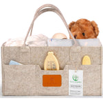Tuyeabc Baby Diaper Caddy - Enlarge Nursery Storage Bin and Car Organizer for Diapers and Wipes - Storage Basket for Newborn Essentials, Gift for Baby Shower and Registry Must(Oatmeal)
