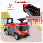 HONEY JOY Ride On Fire Truck, Licensed Scania Push Car for Toddlers, Light & Sound, Under-Seat Storage, No Power Foot-to-Floor Ride On Toy for Kids Boys Girls Gift (Red)