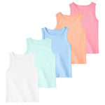Garanimals Baby & Toddler Girl Solid Tank Tees - Kid's Sleeveless Tank Top - Size 6-9 Months - Pink, Orange, Blue, White - 5 Pack