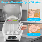 CINWWNI Bottle Sterilizer and Dryer, 4 in 1 Compact Steam Baby Bottle Sterilizer for Baby Bottles, Pacifiers, and Pump Parts & Newborn Essentials,Large Capacity 7 Bottles