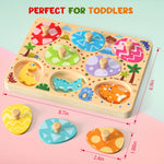 Zeoddler Wooden Puzzles for Toddlers, 8 Pcs Dinosaur Matching Egg Puzzle, Montessori Toys for Boy Girl Easter Birthday Gifts, Preschool Learning Activities & Educational Toys for Boys, Girls