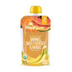 Happy Baby Organics Clearly Crafted Stage 2 Baby Food, Bananas, Sweet Potatoes & Papayas, 4 Ounce Pouch (Pack of 16) packaging may vary
