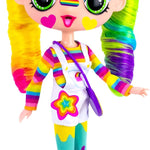Decora Fashion Girlz Series 2– Decora Dream – 11” Fabric-Costumed Posable Vinyl Doll with Extra-Long Rainbow Hair, 50+ Surprises, Puffy & Flat Removable Stickers, and Accessories